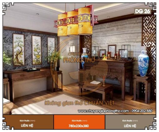 Mẫu đèn thả trần phòng thờ DG26 - Vẻ đẹp mang đậm nét truyền thống