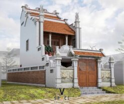 Phương án thiết kế nhà thờ họ 2 tầng chữ Nhị tại Nam Định