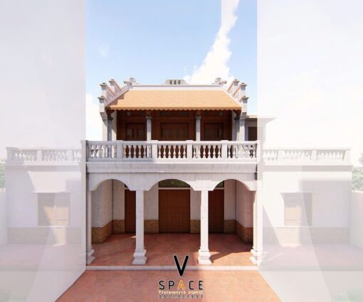 Thiết kế nhà thờ họ 2 tầng 2 mái tại Bắc Ninh