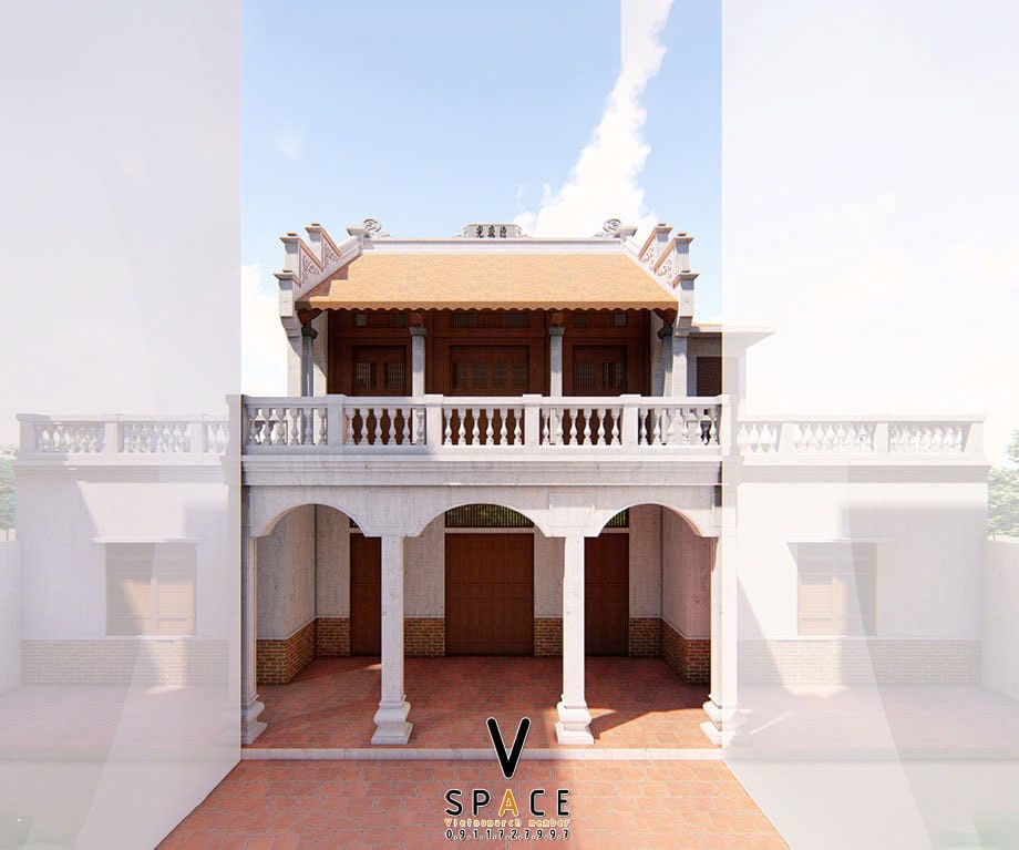 Thiết kế nhà thờ họ 2 tầng 2 mái tại Bắc Ninh Thiết kế nhà thờ họ 2 tầng 2 mái tại Bắc Ninh