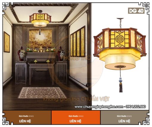 Đèn gỗ thả trần phòng thờ DG40