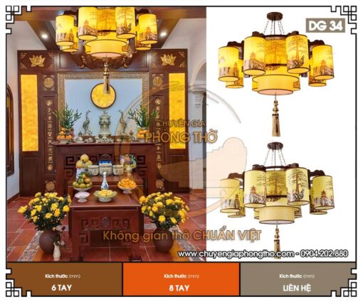 Đèn thả gỗ phòng thờ DG34 – Sự lựa chọn chuẩn cho nhà thờ họ