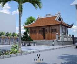 Mẫu thiết kế nhà thờ họ 3 gian 4 mái có hồ nước tại Hải Phòng