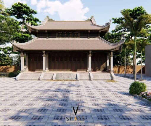 Mẫu thiết kế nhà thờ họ 3 gian 8 mái ngói xám tại Phú Thọ