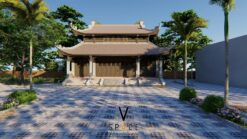 Mẫu thiết kế nhà thờ họ 3 gian 8 mái ngói xám tại Phú Thọ
