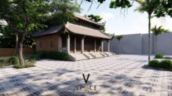 Mẫu thiết kế nhà thờ họ 3 gian 8 mái ngói xám tại Phú Thọ