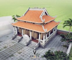 Thiết kế nhà thờ họ 3 gian 8 mái có chiếu rồng tại Quảng Bình