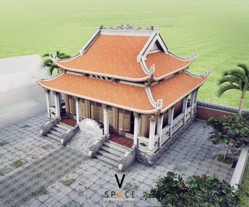 Thiết kế nhà thờ họ 3 gian 8 mái có chiếu rồng tại Quảng Bình
