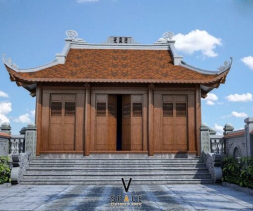 Phối cảnh thiết kế nhà thờ họ 3 gian 4 mái 55m2 tại Phú Thọ