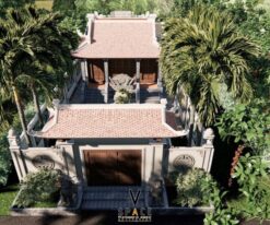Phương án thiết kế nhà thờ họ 3 gian 4 mái liền nhà ở tại Yên Bái