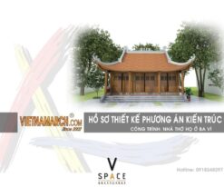 Thiết kế nhà thờ họ 3 gian 4 mái truyền thống tại Ba Vì