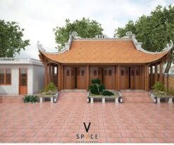 Bản vẽ nhà thờ họ 3 gian 4 mái kết hợp nhà cấp 4 tại Hà Tĩnh