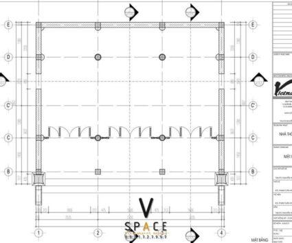 Bản vẽ thiết kế nhà thờ họ 3 gian 2 mái 55m2 tại Tuyên Quang