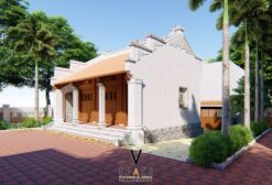 Bản vẽ thiết kế nhà thờ họ 3 gian 2 mái 55m2 tại Tuyên Quang