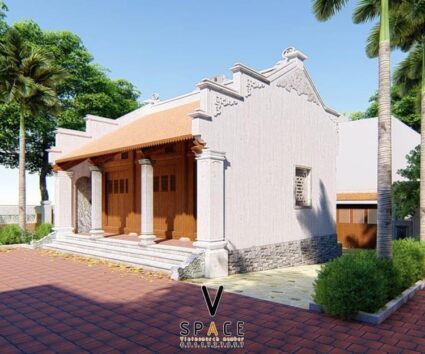 Bản vẽ thiết kế nhà thờ họ 3 gian 2 mái 55m2 tại Tuyên Quang