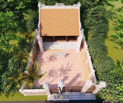 Phương án thiết kế nhà thờ họ 3 gian 2 mái có cổng tam quan tại Ninh Bình