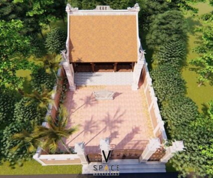 Phương án thiết kế nhà thờ họ 3 gian 2 mái có cổng tam quan tại Ninh Bình