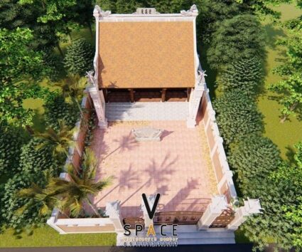 Phương án thiết kế nhà thờ họ 3 gian 2 mái có cổng tam quan tại Ninh Bình