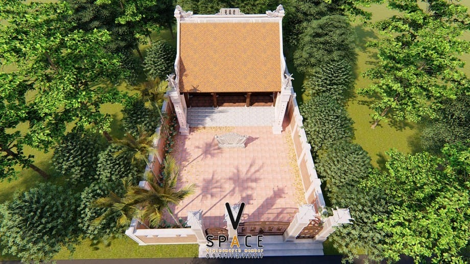 Nhà thờ cấp 4 kết hợp trụ biểu, bình phong Nhà thờ cấp 4 kết hợp trụ biểu, bình phong