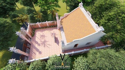 Phương án thiết kế nhà thờ họ 3 gian 2 mái có cổng tam quan tại Ninh Bình