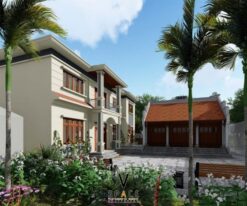 Nhà thờ họ 3 gian 2 mái kết hợp nhà ở 2 tầng tại Hà Nội