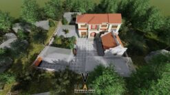 Nhà thờ họ 3 gian 2 mái kết hợp nhà ở 2 tầng tại Hà Nội