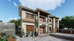 Nhà thờ họ 3 gian 2 mái kết hợp nhà ở 2 tầng tại Hà Nội