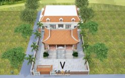Dự án nhà thờ họ 3 gian 4 mái kết hợp nhà 1 tầng hiện đại tại Quốc Oai