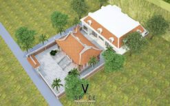Dự án nhà thờ họ 3 gian 4 mái kết hợp nhà 1 tầng hiện đại tại Quốc Oai