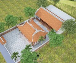 Bản vẽ nhà thờ họ 3 gian 4 mái kết hợp nhà ngang 5 gian tại Ninh Bình