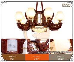 Đèn phòng thờ khung gỗ hương DG59