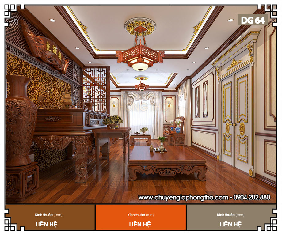 Đèn thả gỗ Á Đông DG64 thể hiện sự trang nghiêm