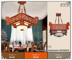 Đèn thả gỗ Á Đông DG64 thể hiện sự trang nghiêm