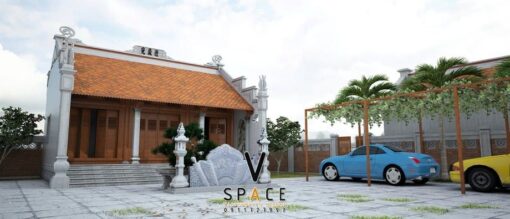 Nhà thờ họ 3 gian 2 mái kết hợp nhà ở và sân vườn rộng rãi tại Hưng Yên