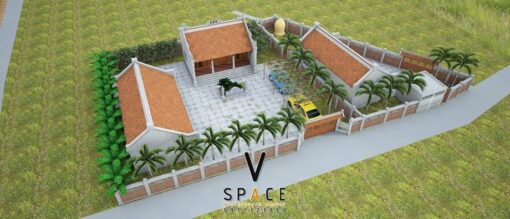 Nhà thờ họ 3 gian 2 mái kết hợp nhà ở và sân vườn rộng rãi tại Hưng Yên
