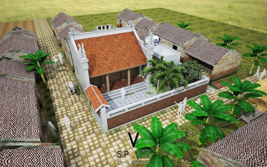 Phối cảnh nhà thờ họ 3 gian 2 mái tại xã Kiến Thụy - Hải Phòng
