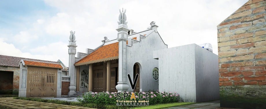 Phối cảnh nhà thờ họ 3 gian 2 mái tại xã Kiến Thụy - Hải Phòng