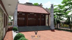 Thiết kế nhà thờ họ 3 gian 2 mái có hậu cung liền nhà ngang tại Ninh Bình