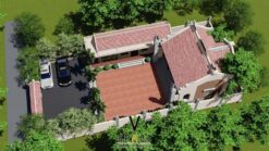 Thiết kế nhà thờ họ 3 gian 2 mái có hậu cung liền nhà ngang tại Ninh Bình