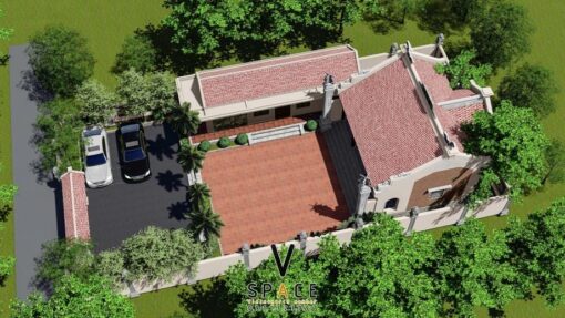 Thiết kế nhà thờ họ 3 gian 2 mái có hậu cung liền nhà ngang tại Ninh Bình