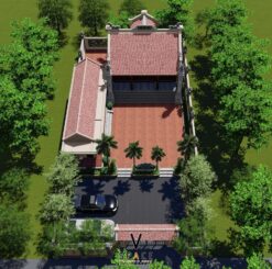 Thiết kế nhà thờ họ 3 gian 2 mái có hậu cung liền nhà ngang tại Ninh Bình