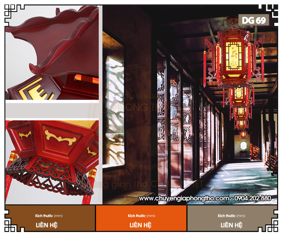 Đèn lồng gỗ treo hiên DG69