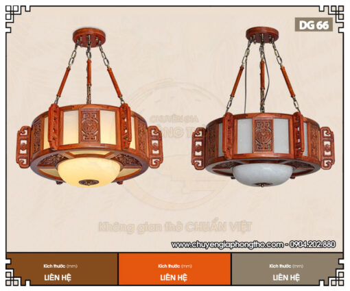 Đèn thả trần gỗ khung tròn DG66