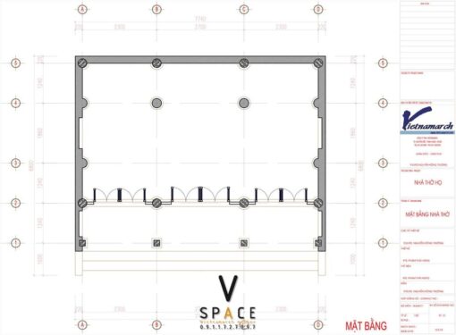 Mẫu nhà thờ họ 3 gian 2 mái 55m2 liền nhà ngang tại Phú Thọ