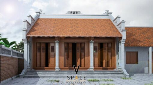 Mẫu nhà thờ họ 3 gian 2 mái 55m2 liền nhà ngang tại Phú Thọ