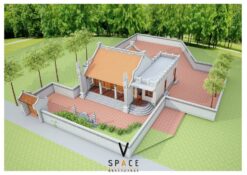 Nhà thờ họ 3 gian 2 mái có hậu cung liền nhà ở