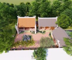 Nhà thờ họ 3 gian 2 mái kết hợp 2 nhà ngang và non bộ tại xã Phú Xuyên - Hà Nội