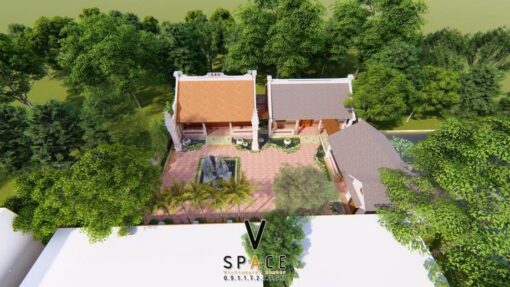 Nhà thờ họ 3 gian 2 mái kết hợp 2 nhà ngang và non bộ tại xã Phú Xuyên - Hà Nội