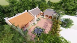 Nhà thờ họ 3 gian 2 mái kết hợp 2 nhà ngang và non bộ tại xã Phú Xuyên - Hà Nội