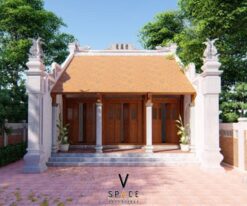 Phối cảnh thiết kế nhà thờ họ 3 gian 2 mái 70m2 tại Tuyên Quang